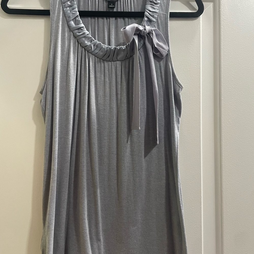 Ann Taylor Gray Sleeveless Bow Tank Top